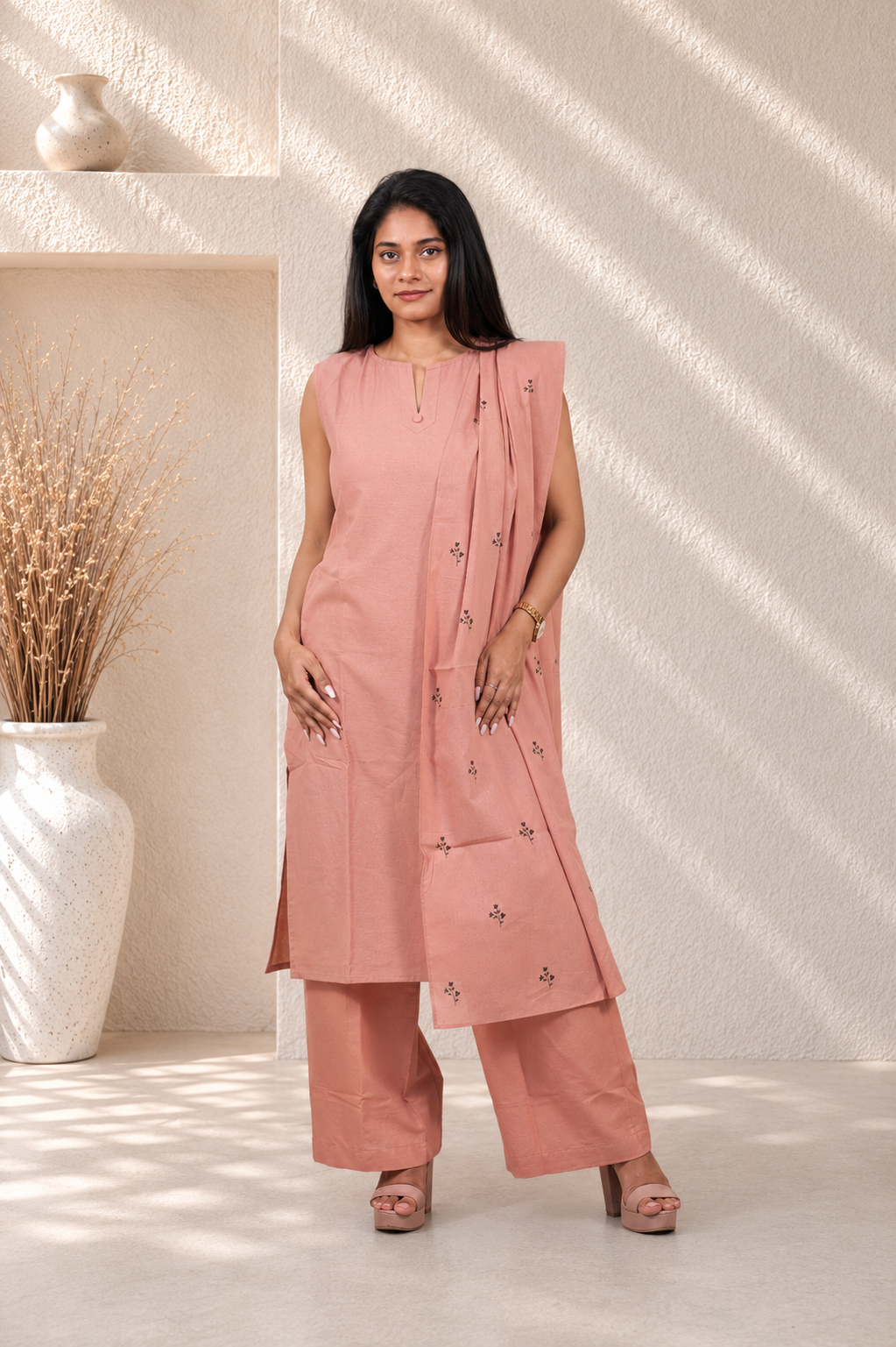 Classic Dupatta Set ( Peach )