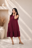 Minimal Sleeveless Dress ( Maroon )