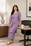 Printed Cotton A-Line Kurta Set ( Lavender )