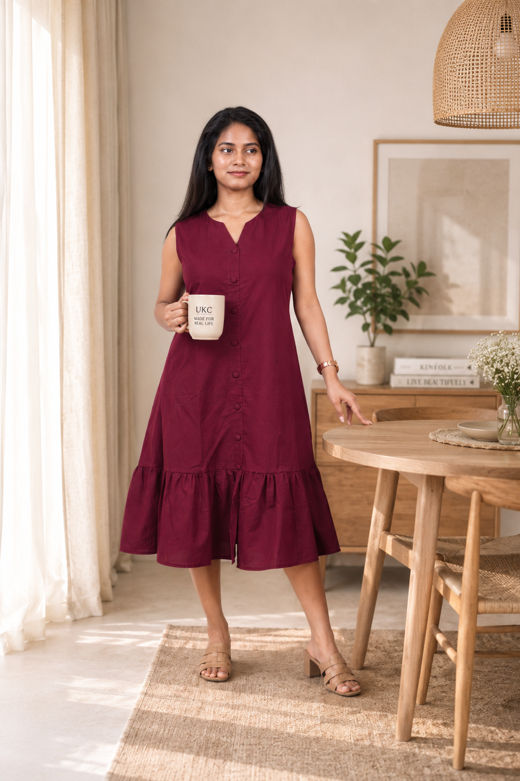Minimal Sleeveless Dress ( Maroon )