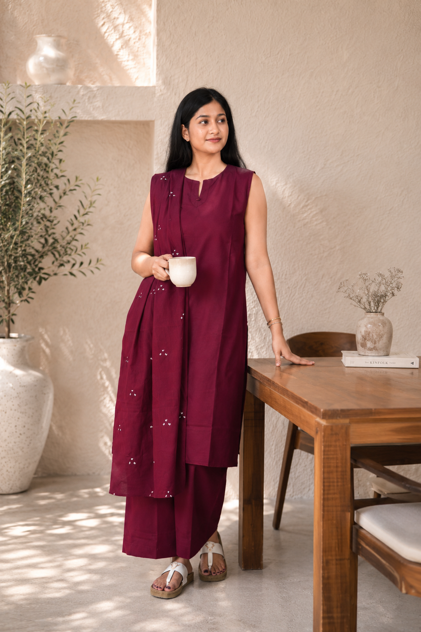 Classic Dupatta Set ( Maroon )