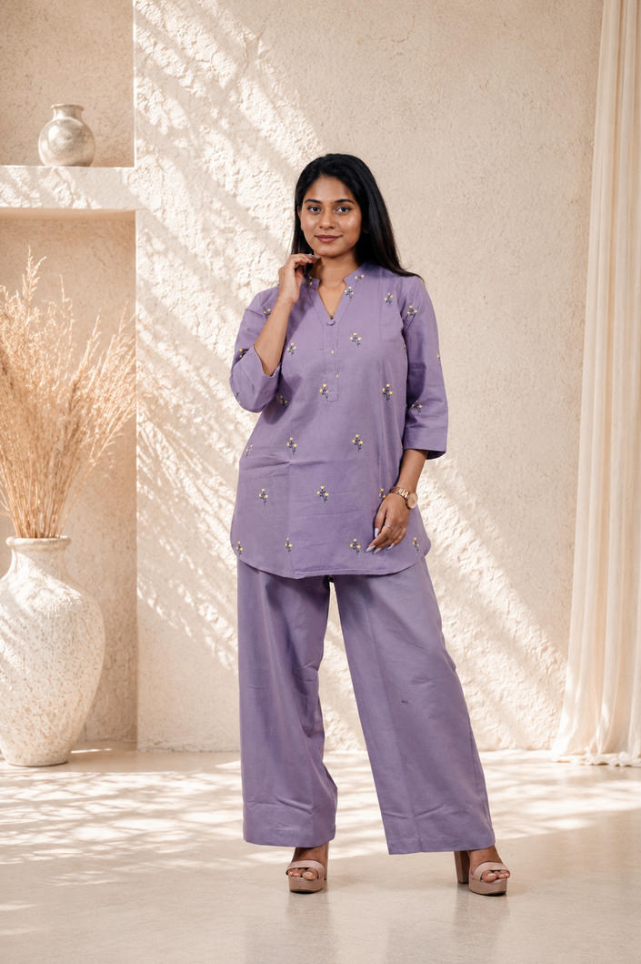 Co-ord Set – Printed Shirt & Plain Pant