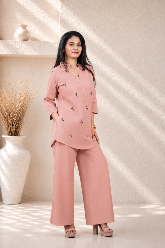 Co-ord Set – Printed Shirt & Plain Pant