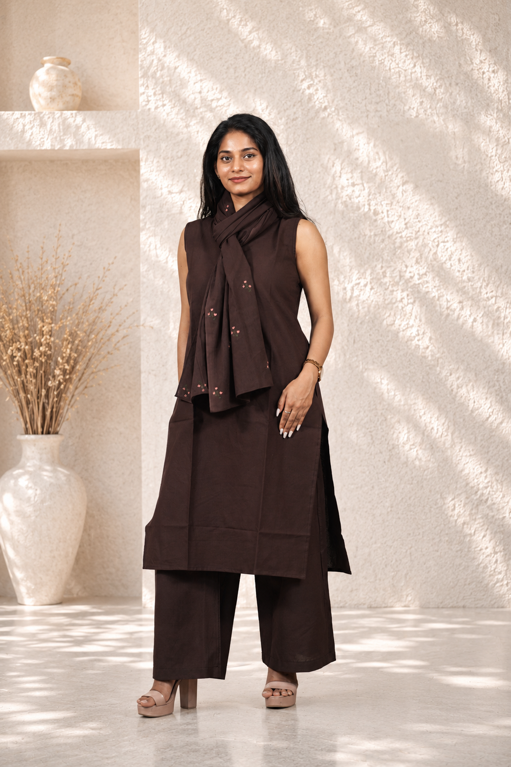 Straight Plain Kurta Set with Dupatta
