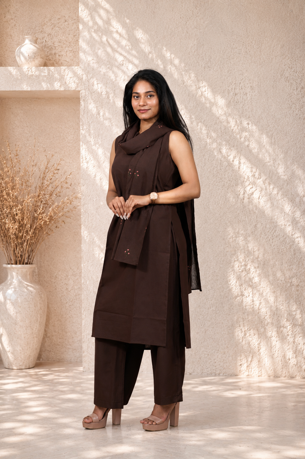 Classic Dupatta Set ( Brown )