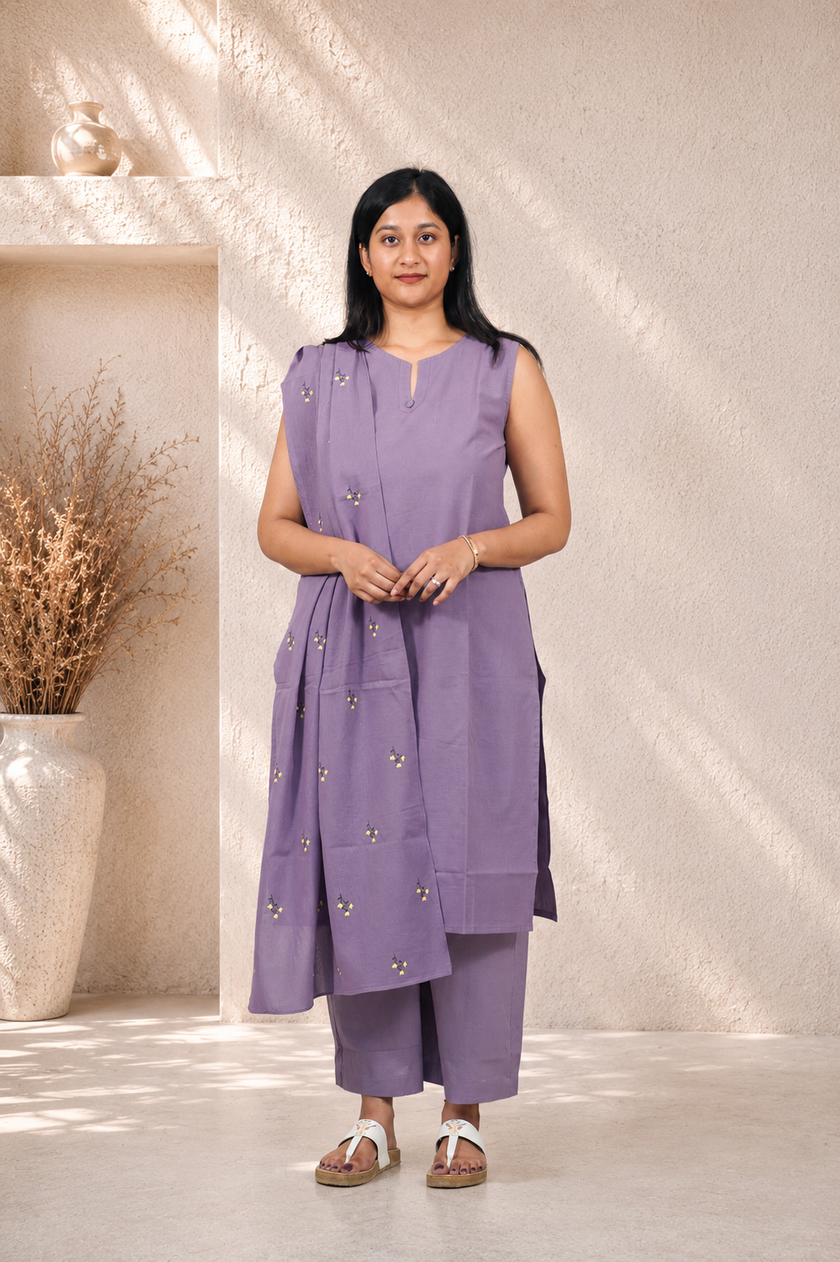 Classic Dupatta Set ( Lavender )