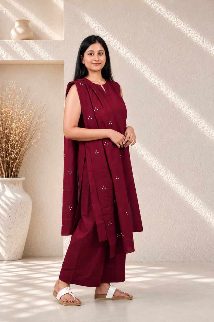 Straight Plain Kurta Set with Dupatta