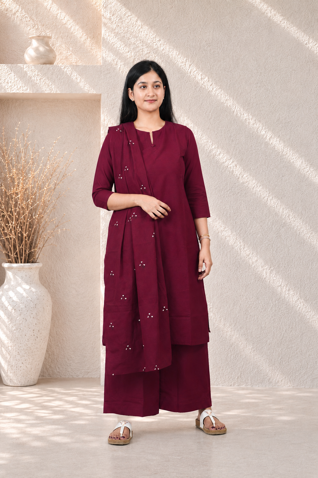 Classic Dupatta Set ( Maroon )