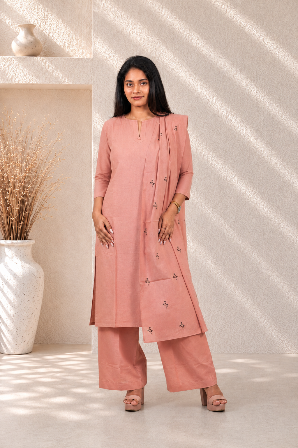 Classic Dupatta Set ( Peach )